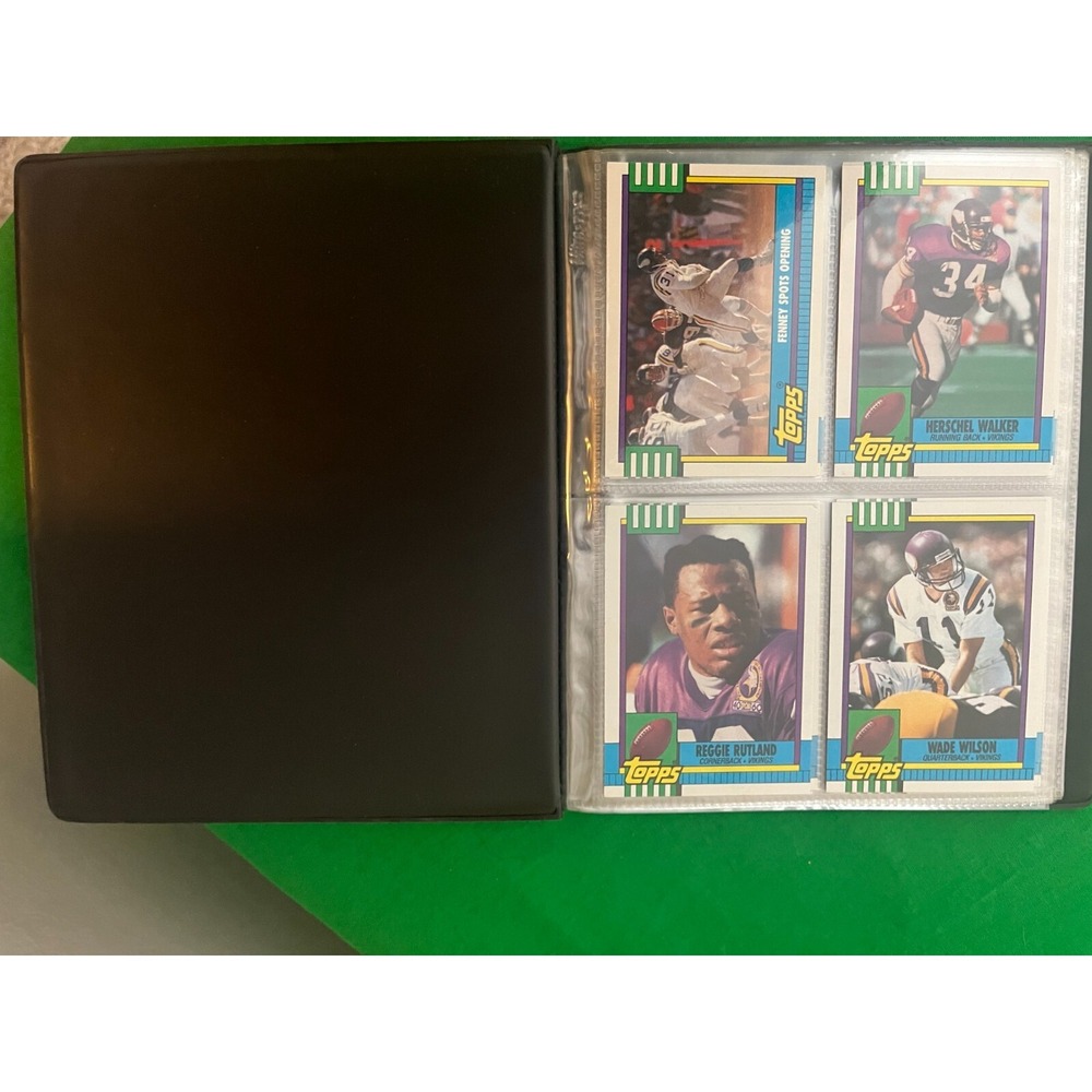 Minnesota Vikings 1990 Topps Team Set with 40 card collector album.